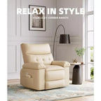 Fauteuil inclinable électrique à 360°, pivotant avec fonction chauffage et massage, en cuir PU (remplissage éponge 1,5X pour salon)