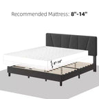 Cadre de lit King Size avec tête de lit réglable, sommier tapissier King en tissu avec lattes en bois robustes, support de matelas