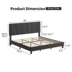 Cadre de lit King Size avec tête de lit réglable, sommier tapissier King en tissu avec lattes en bois robustes, support de matelas