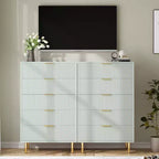 Commode à 5 tiroirs, Organiseur de rangement en bois avec poignées dorées, Commode de style moderne pour chambre à coucher, salon