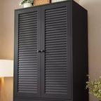 Armoire avec tringle à vêtements et tiroirs, placard de rangement haut en bois à 2 portes pour l'organisation de la chambre, finition naturelle