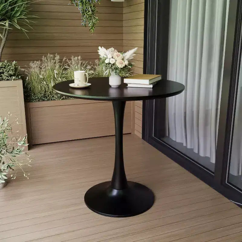 Okak Table de Cuisine Moderne 31,5 po pour 2-4 Personnes, Table de Salle à Manger Ronde avec Pied Central Stable, Petite Table pour Salon, Salle à Manger