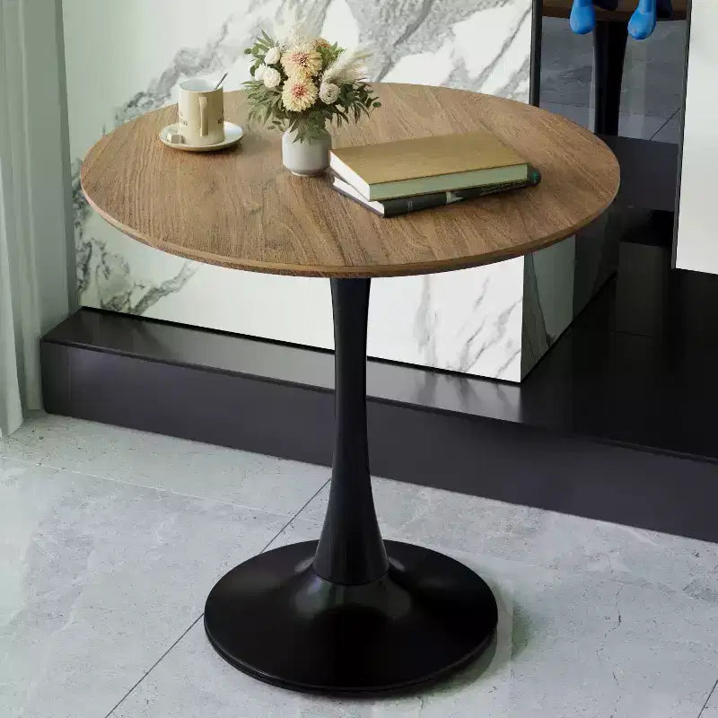 Okak Table de Cuisine Moderne 31,5 po pour 2-4 Personnes, Table de Salle à Manger Ronde avec Pied Central Stable, Petite Table pour Salon, Salle à Manger
