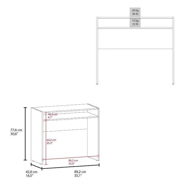 Okak 35.1IN Bureau Debout Minimaliste avec Étagères de Rangement, Bureau d'Ordinateur, Bureaux de Bureau à Domicile pour Salon, Salle de Lecture