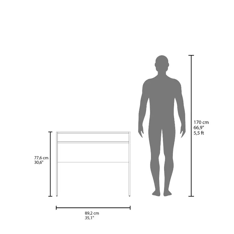 Okak 35.1IN Bureau Debout Minimaliste avec Étagères de Rangement, Bureau d'Ordinateur, Bureaux de Bureau à Domicile pour Salon, Salle de Lecture