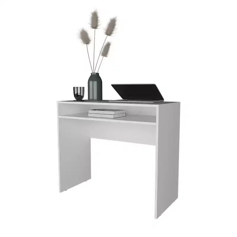 Okak 35.1IN Bureau Debout Minimaliste avec Étagères de Rangement, Bureau d'Ordinateur, Bureaux de Bureau à Domicile pour Salon, Salle de Lecture