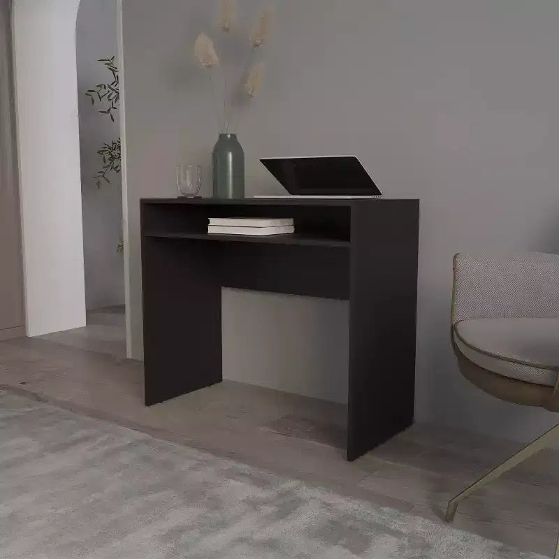 Okak 35.1IN Bureau Debout Minimaliste avec Étagères de Rangement, Bureau d'Ordinateur, Bureaux de Bureau à Domicile pour Salon, Salle de Lecture