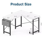 Bureau d'angle en L Okak 50 pouces avec étagère de rangement pour unité centrale, bureau d'ordinateur avec sac latéral pour bureau, salon, étude