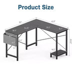 Bureau d'angle en L Okak 50 pouces avec étagère de rangement pour unité centrale, bureau d'ordinateur avec sac latéral pour bureau, salon, étude