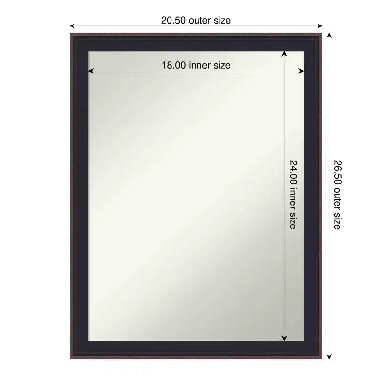 Miroir Mural de Salle de Bain Amanti Art Havana Noir Bronze, Encadré, Non Biseauté