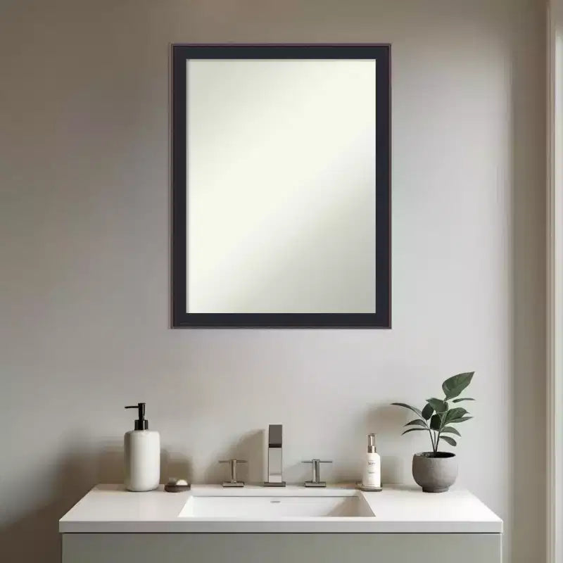 Miroir Mural de Salle de Bain Amanti Art Havana Noir Bronze, Encadré, Non Biseauté