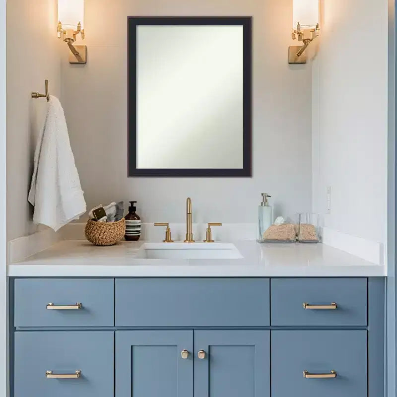 Miroir Mural de Salle de Bain Amanti Art Havana Noir Bronze, Encadré, Non Biseauté