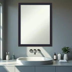Miroir Mural de Salle de Bain Amanti Art Havana Noir Bronze, Encadré, Non Biseauté