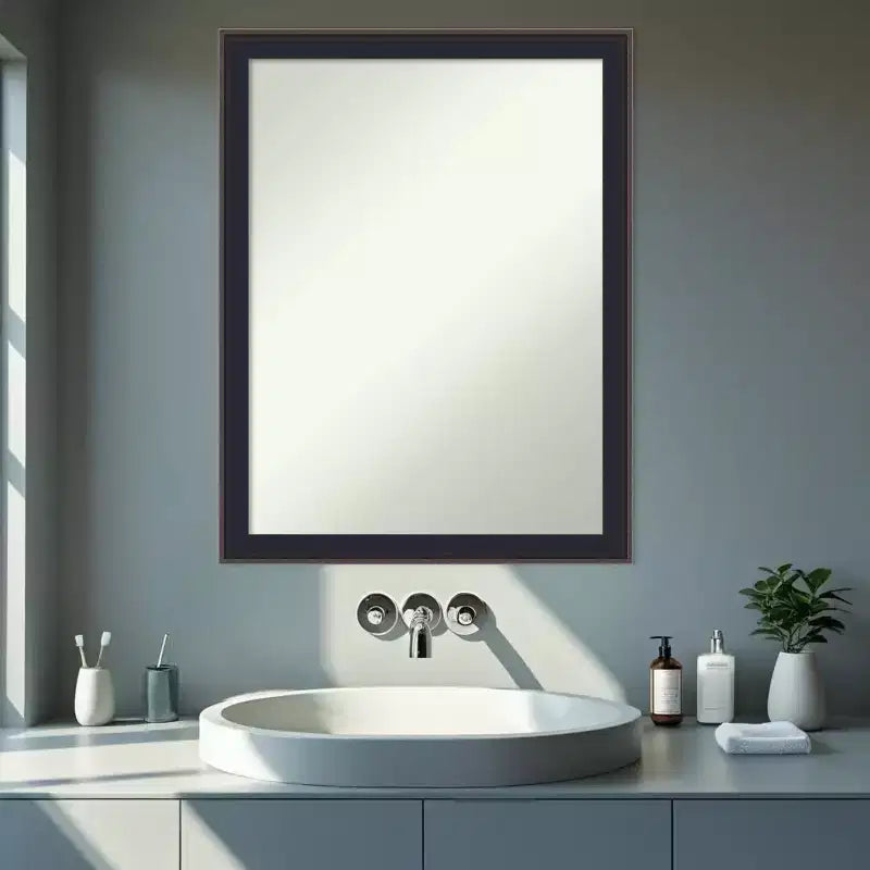 Miroir Mural de Salle de Bain Amanti Art Havana Noir Bronze, Encadré, Non Biseauté