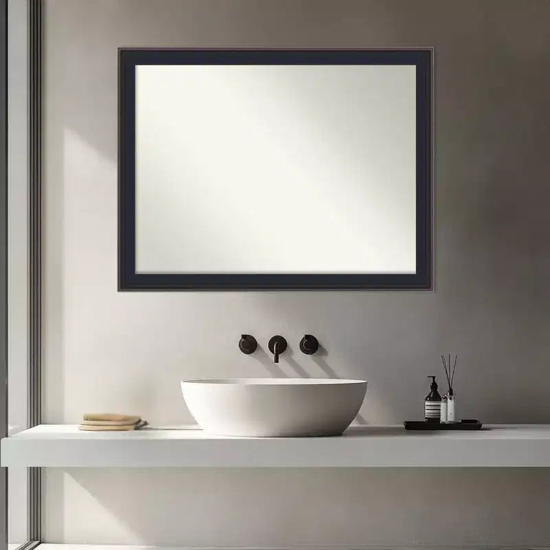 Miroir Mural de Salle de Bain Amanti Art Havana Noir Bronze, Encadré, Non Biseauté
