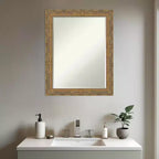Miroir mural de salle de bain encadré Amanti Art Filigree à biseau d'un demi-pouce