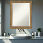 Miroir mural de salle de bain encadré Amanti Art Filigree à biseau d'un demi-pouce