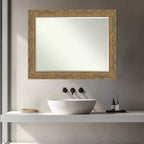 Miroir mural de salle de bain encadré Amanti Art Filigree à biseau d'un demi-pouce