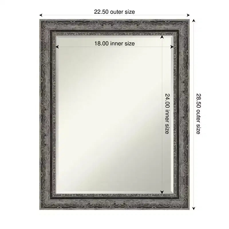 Miroir mural de salle de bain encadré Amanti Art Filigree à biseau d'un demi-pouce