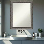 Miroir mural de salle de bain encadré Amanti Art Filigree à biseau d'un demi-pouce