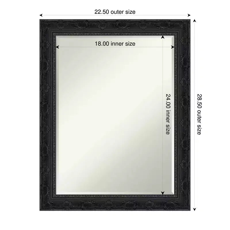 Miroir mural de salle de bain encadré Amanti Art Filigree à biseau d'un demi-pouce