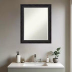 Miroir mural de salle de bain encadré Amanti Art Filigree à biseau d'un demi-pouce