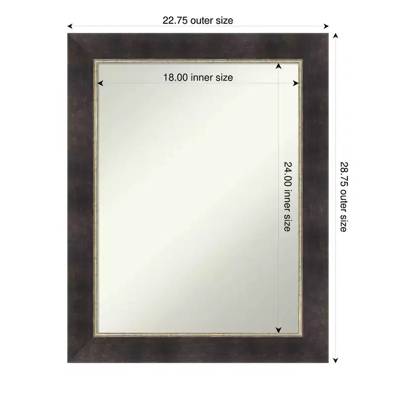 Miroir Mural de Salle de Bain Amanti Art Odin Bronze Antique en Bois sans Biseau