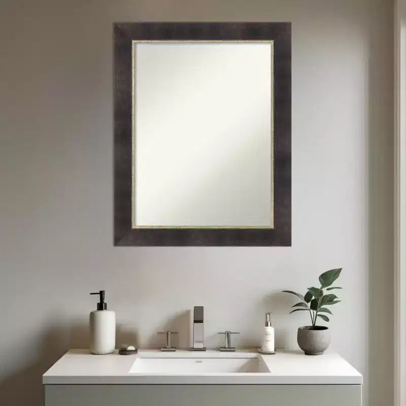 Miroir Mural de Salle de Bain Amanti Art Odin Bronze Antique en Bois sans Biseau