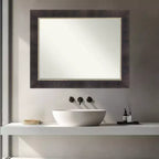 Miroir Mural de Salle de Bain Amanti Art Odin Bronze Antique en Bois sans Biseau
