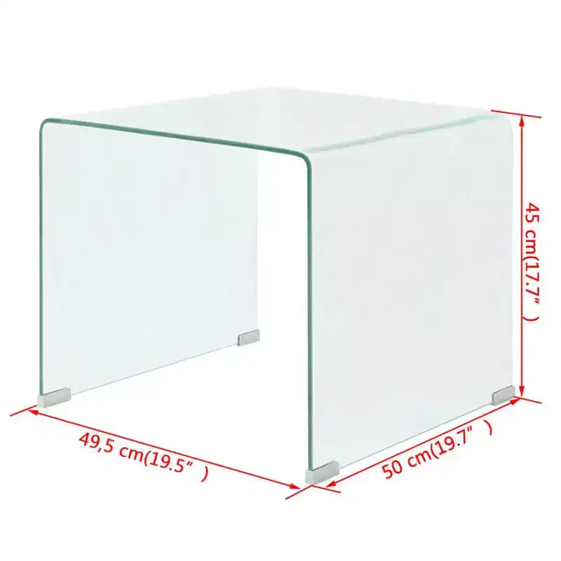 vidaXL Table basse moderne transparente - Table en verre de sécurité trempé - Meuble compact convenant au salon ou à la chambre - 19,5x19,7x17,7