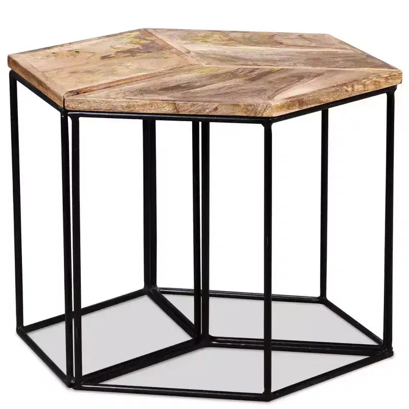 vidaXL Table Basse Bois de manguier Bois de manguier massif, Fer Modulaire moyenne
