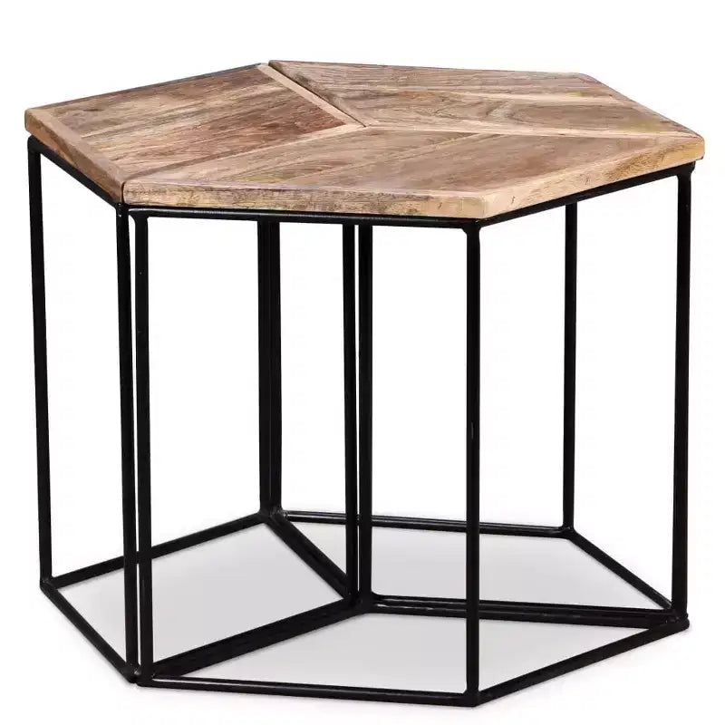 vidaXL Table Basse Bois de manguier Bois de manguier massif, Fer Modulaire moyenne