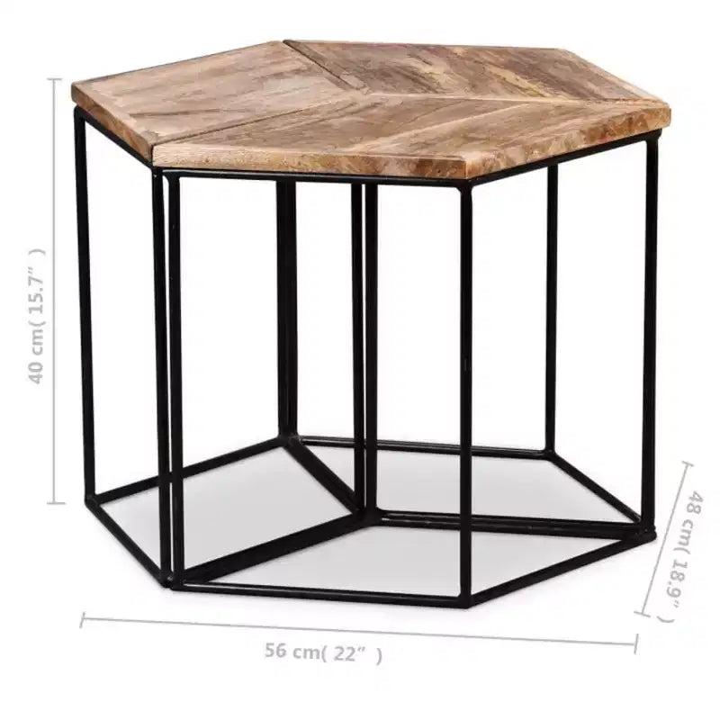 vidaXL Table Basse Bois de manguier Bois de manguier massif, Fer Modulaire moyenne