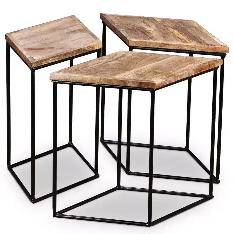 vidaXL Table Basse Bois de manguier Bois de manguier massif, Fer Modulaire moyenne