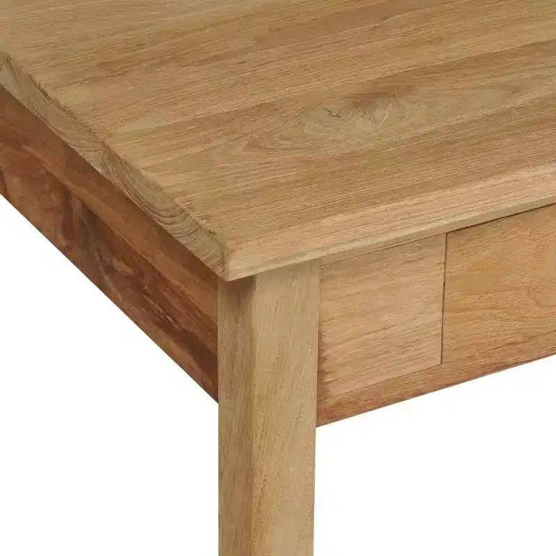 vidaXL Table Basse en Bois de Teck Massif avec Deux Tiroirs - Table de Style Ferme Rustique pour Salon et Coin Détente, Montage Facile