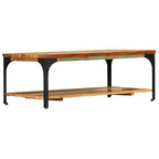 vidaXL Table basse d'appoint avec étagère de rangement Table d'appoint canapé en bois massif - 100 x 60 x 35 cm en bois massif de récupération