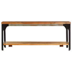 vidaXL Table basse d'appoint avec étagère de rangement Table d'appoint canapé en bois massif - 100 x 60 x 35 cm en bois massif de récupération
