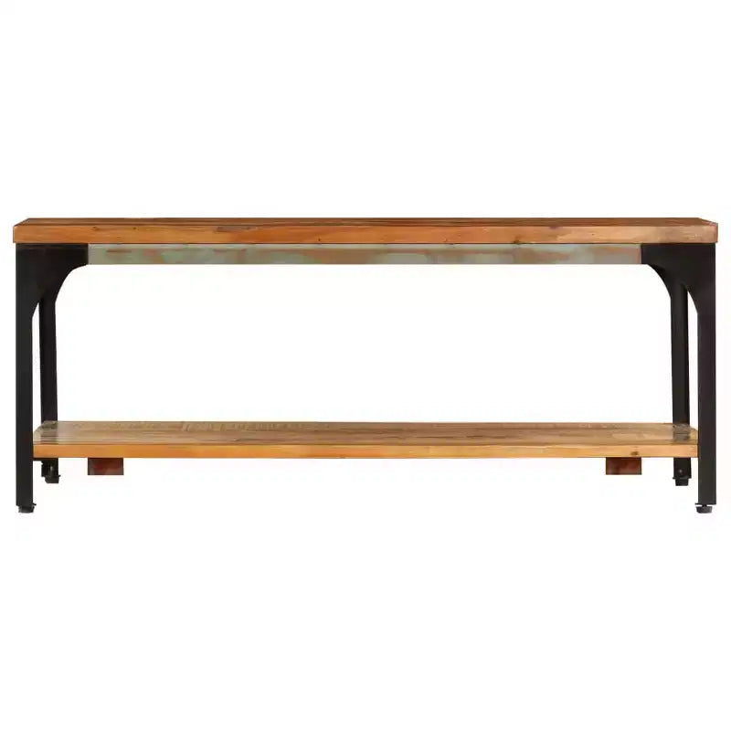 vidaXL Table basse d'appoint avec étagère de rangement Table d'appoint canapé en bois massif - 100 x 60 x 35 cm en bois massif de récupération