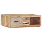 vidaXL Table Basse avec 4 Tiroirs - Meuble Fait Main en Bois de Mangue Massif - Design Ferme Élégant pour Salon - Table de Canapé Marron