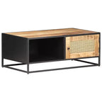 vidaXL Table basse en manguier brut et rotin naturel