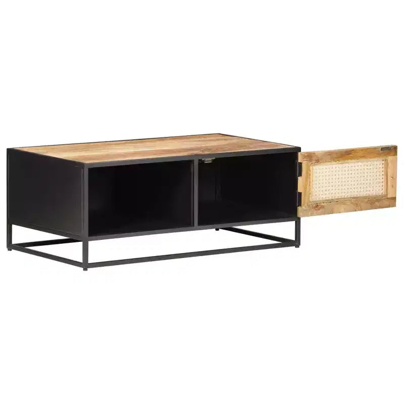 vidaXL Table basse en manguier brut et rotin naturel