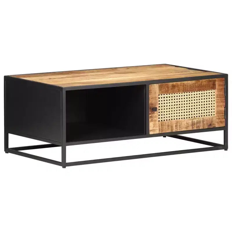 vidaXL Table basse en manguier brut et rotin naturel