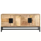 vidaXL Table Basse avec Rangement - Bois de Mangue Massif et Pieds en Acier Thermolaqué, Design Rustique et Industriel, Marron