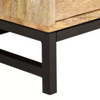 vidaXL Table Basse avec Rangement - Bois de Mangue Massif et Pieds en Acier Thermolaqué, Design Rustique et Industriel, Marron