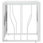 vidaXL Table basse argentée, marbre acier inoxydable, verre trempé moyen - Verre argenté