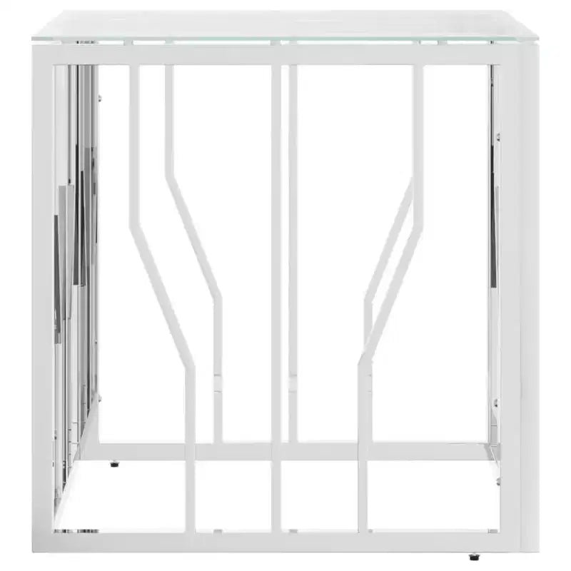 vidaXL Table basse argentée, marbre acier inoxydable, verre trempé moyen - Verre argenté