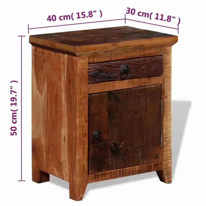 vidaXL Table de chevet Marron Bois d'acacia massif et bois de récupération Petit