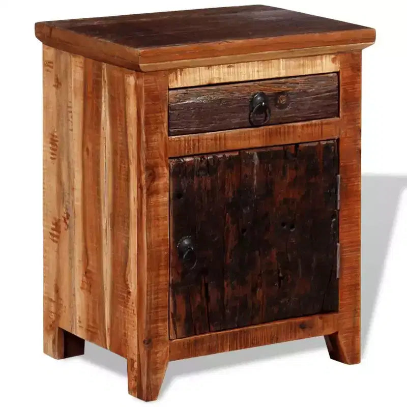 vidaXL Table de chevet Marron Bois d'acacia massif et bois de récupération Petit