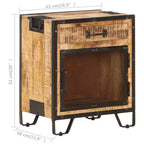 vidaXL Table de Chevet 43x30x51 cm Bois de Manguier Massif Brut - Durable, Style Industriel, Table de Nuit de Chambre, Marron et Noir, Rangement Spacieux