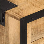vidaXL Table de Chevet 43x30x51 cm Bois de Manguier Massif Brut - Durable, Style Industriel, Table de Nuit de Chambre, Marron et Noir, Rangement Spacieux